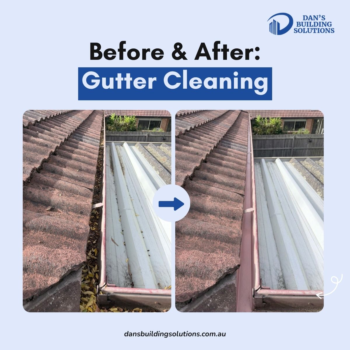 commercial gutter after professional gutter cleaning service in Melbourne